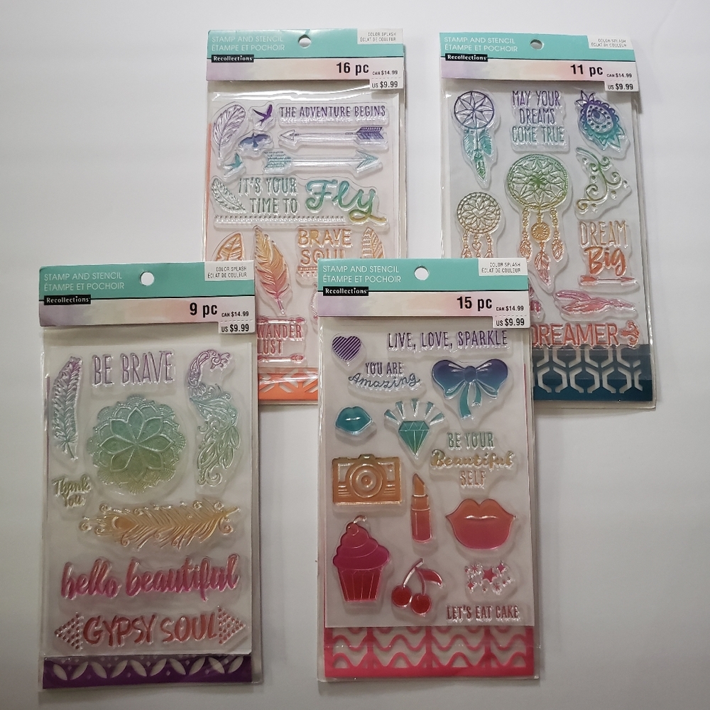4 Recollections Stamp & Stencil Bundle Lot